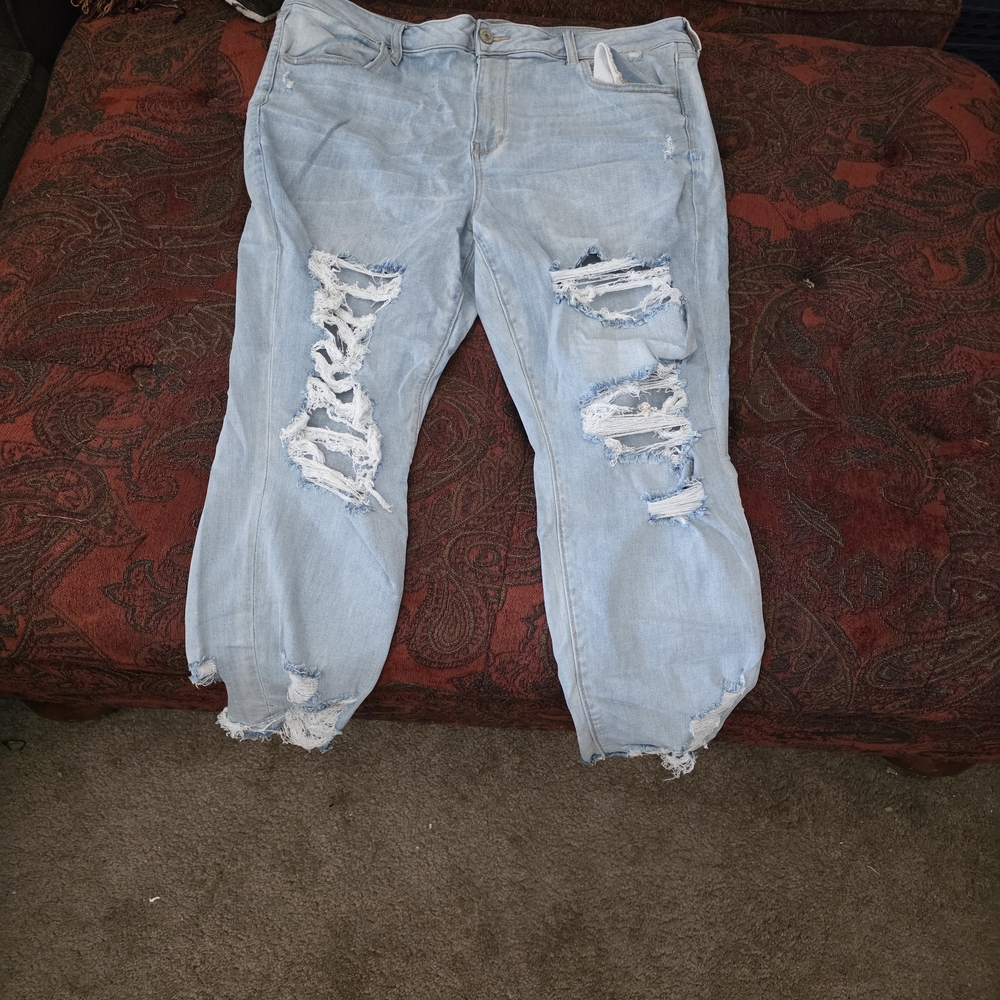 American Eagle Outfitters Light Blue Distressed Boyfriend Jeans